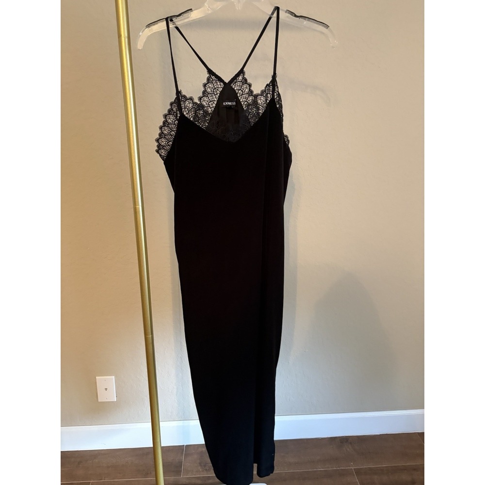 Express Women's Velvet Lace Maxi Dress Size L Whimsigoth Witchy Vamp Goth Glam
